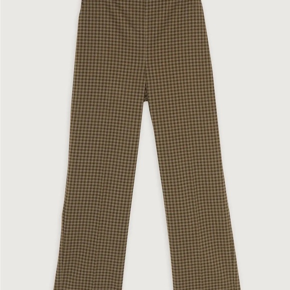 BNWT OAK+FORT SMALL Plaid Trouser in Oatmeal Brown Plaid - Picture 3 of 6